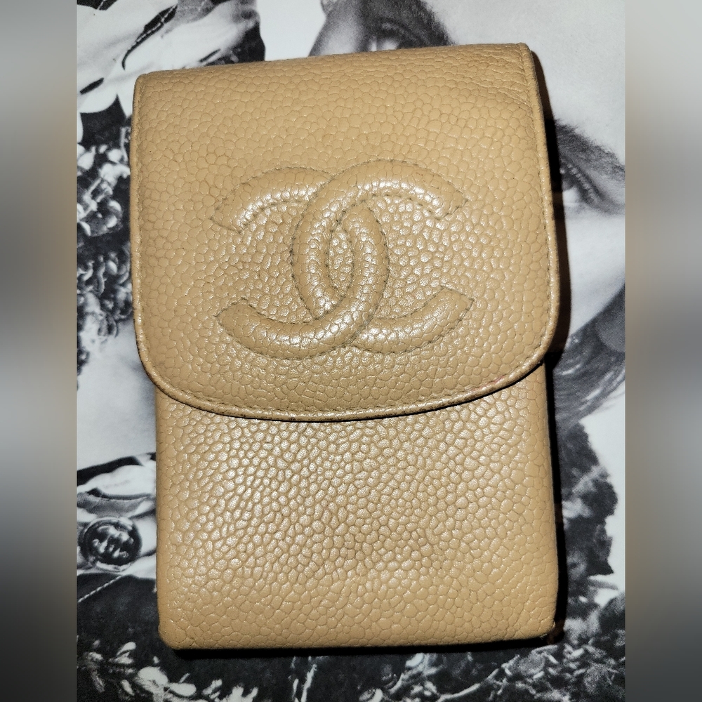 Chanel Cigarette Case Caviar Skin Beige CC - Picture 4 of 8